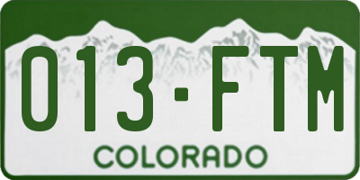 CO license plate 013FTM