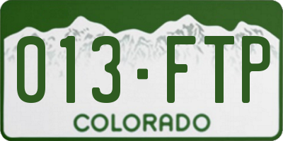 CO license plate 013FTP