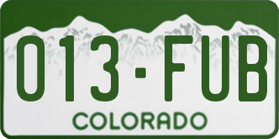 CO license plate 013FUB