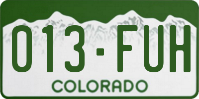 CO license plate 013FUH