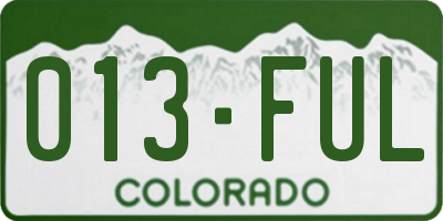 CO license plate 013FUL