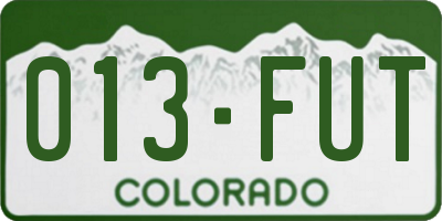 CO license plate 013FUT