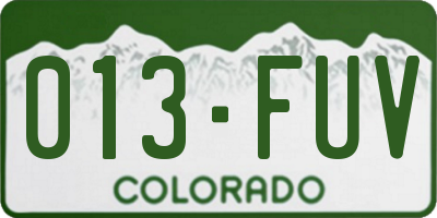 CO license plate 013FUV