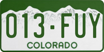 CO license plate 013FUY