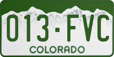 CO license plate 013FVC
