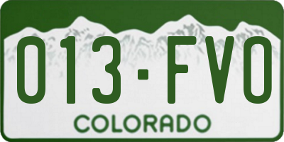 CO license plate 013FVO