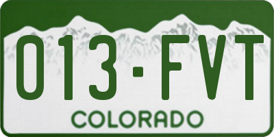 CO license plate 013FVT