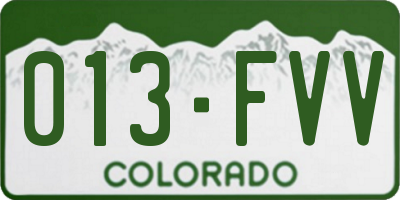 CO license plate 013FVV