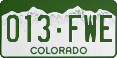 CO license plate 013FWE