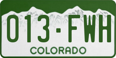 CO license plate 013FWH