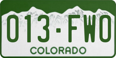 CO license plate 013FWO