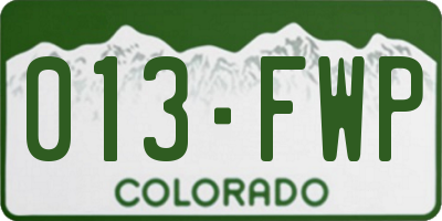 CO license plate 013FWP