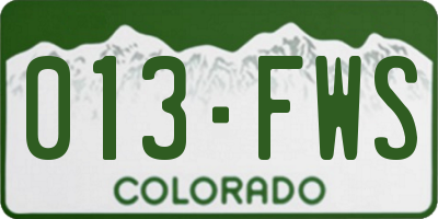 CO license plate 013FWS