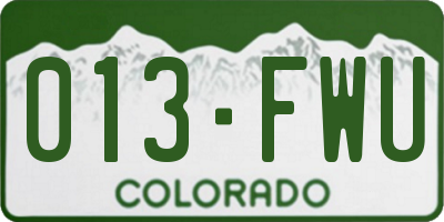 CO license plate 013FWU