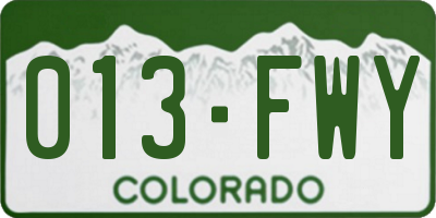 CO license plate 013FWY