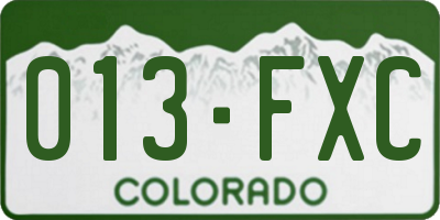 CO license plate 013FXC