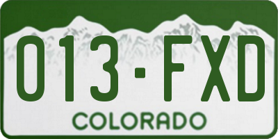 CO license plate 013FXD