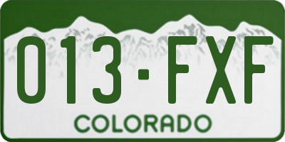 CO license plate 013FXF