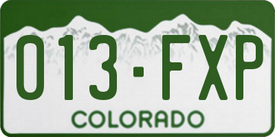 CO license plate 013FXP