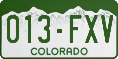 CO license plate 013FXV