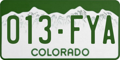 CO license plate 013FYA