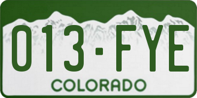 CO license plate 013FYE