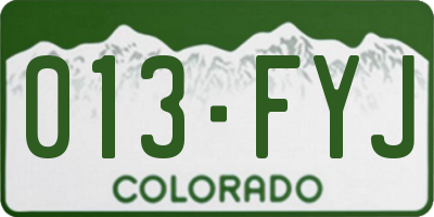 CO license plate 013FYJ