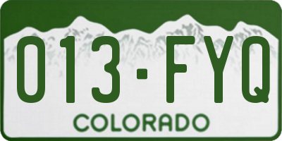 CO license plate 013FYQ