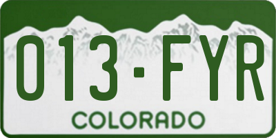 CO license plate 013FYR
