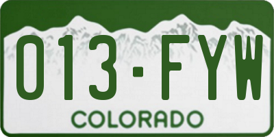 CO license plate 013FYW
