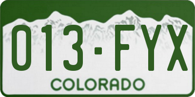 CO license plate 013FYX