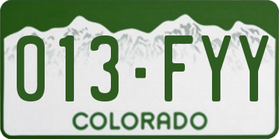 CO license plate 013FYY