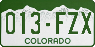 CO license plate 013FZX