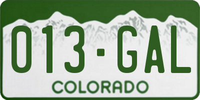 CO license plate 013GAL
