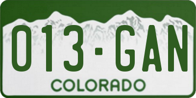 CO license plate 013GAN
