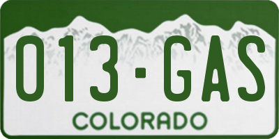CO license plate 013GAS
