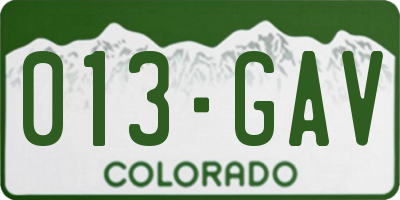 CO license plate 013GAV