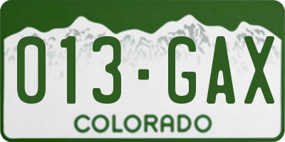 CO license plate 013GAX