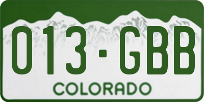 CO license plate 013GBB
