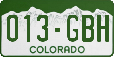CO license plate 013GBH