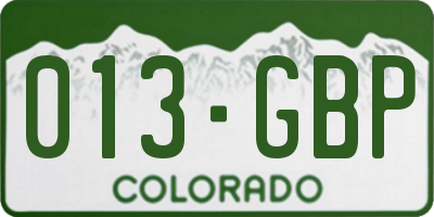 CO license plate 013GBP