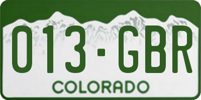CO license plate 013GBR