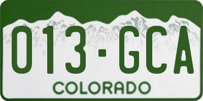 CO license plate 013GCA