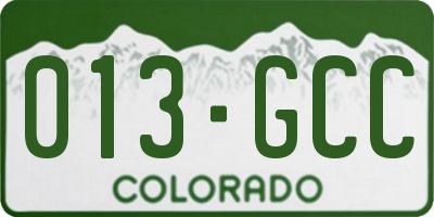 CO license plate 013GCC