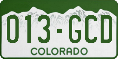 CO license plate 013GCD