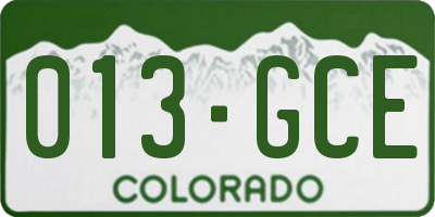 CO license plate 013GCE