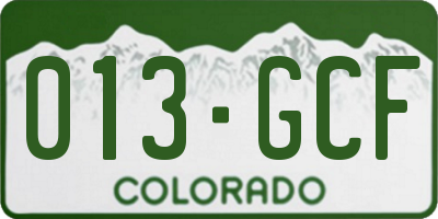 CO license plate 013GCF