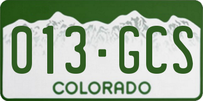 CO license plate 013GCS