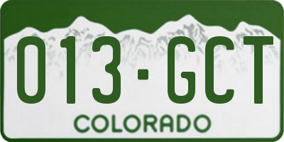 CO license plate 013GCT