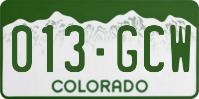 CO license plate 013GCW